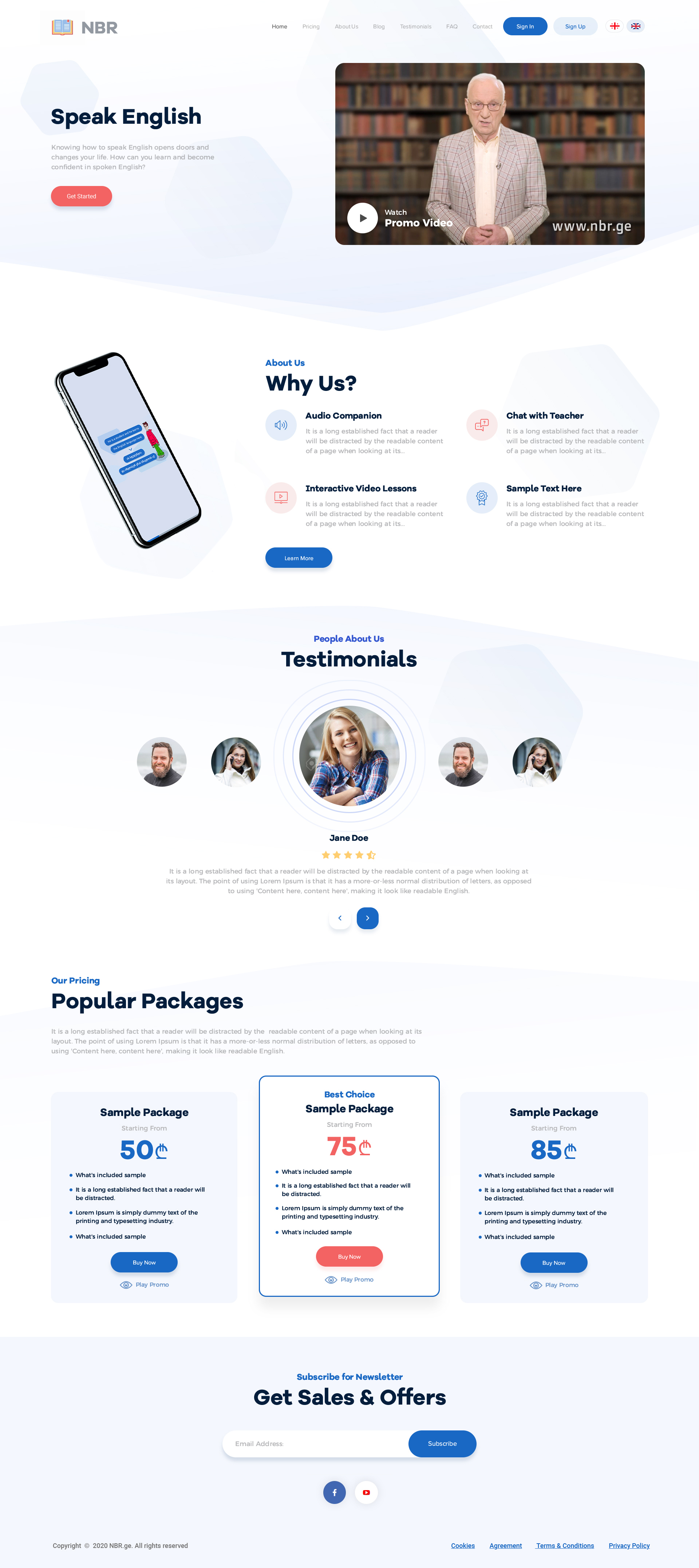 NBR.Ge Language Learning Platform - Landing Page Final Design