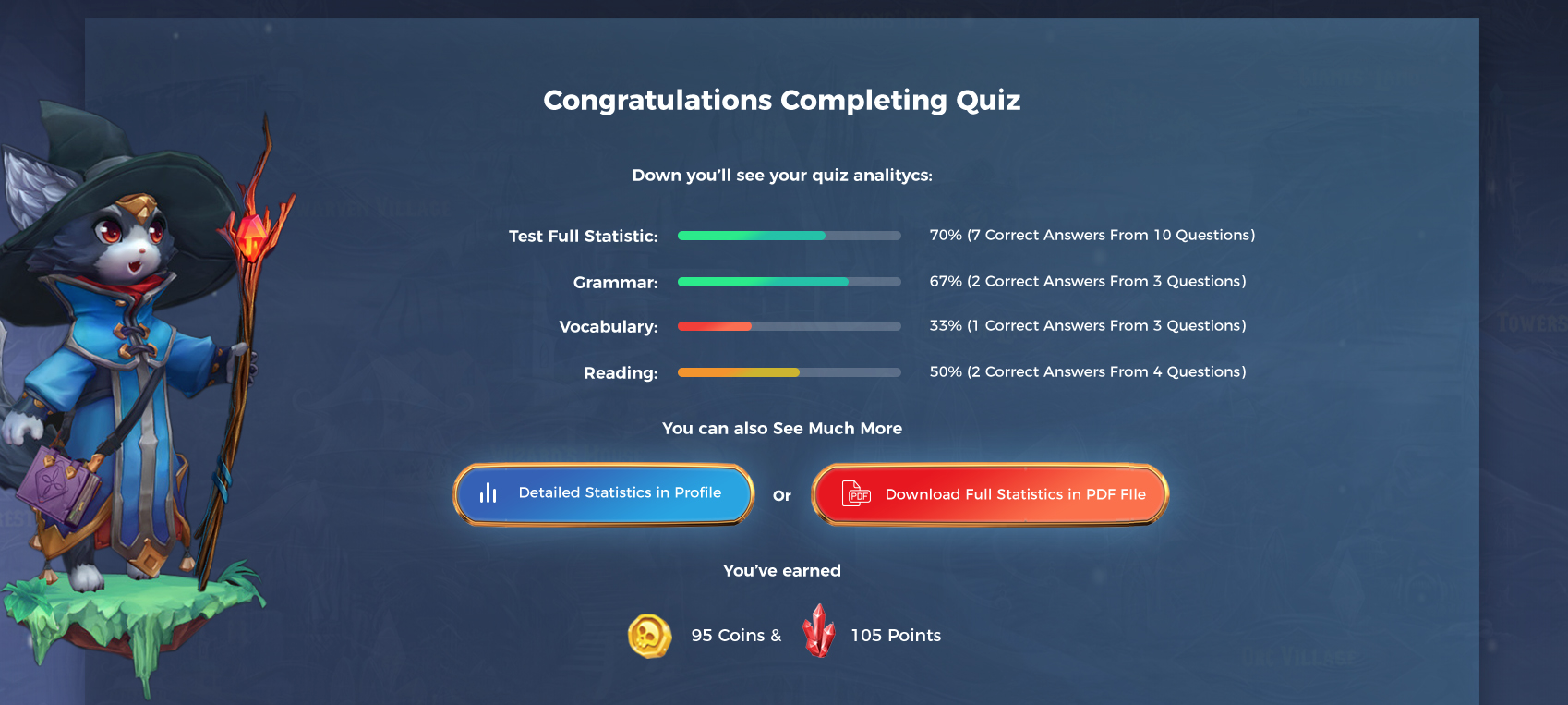 Engagement Module - Test Analytics & Coins Earned