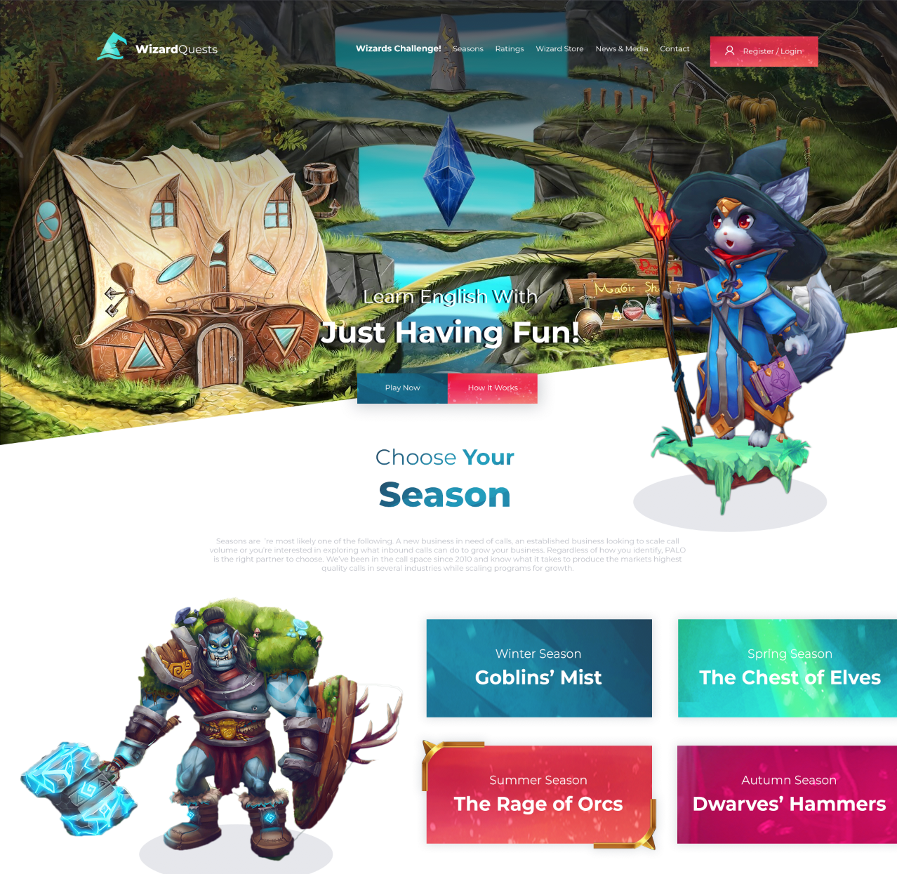 Wizard Quests - Landing Page Design Version 2